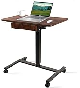CLATINA Mobile Laptop Standing Desk, Height Adjustable Teacher Podium with Lockable Wheels, Adjus...