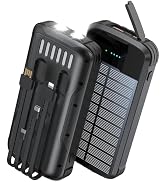 SOXONO Solar Charger Power Bank, PD 20W Fast Charging External Batter, 40000mAh Portable Phone Ch...