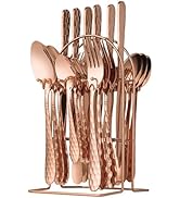 Rose Gold Stainless Steel Flatware Set 24 Pieces Kitchen Utensil Tableware Cutlery Set for 6 with...