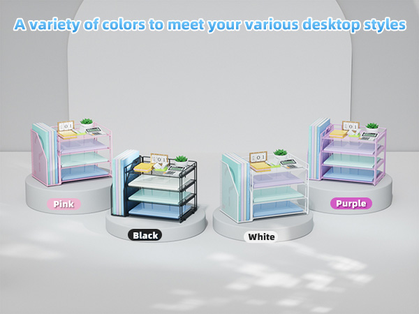 black/white/pink/purple file organizer