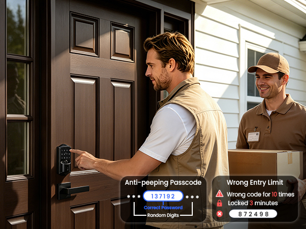 digital door lock with keypad set Anti-Peeking Passcode
