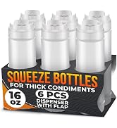 set of 6 condiment squeeze bottles for sauces 16 oz – easy-to-fill clear bottles self-closing