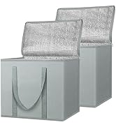 BALEINE 2Pk Insulated Reusable Grocery Bags, Collapsible Cooler Bag for Groceries, Heavy Duty Lar...