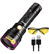Alonefire SV18 12W 365nm UV Flashlight USB Rechargeable Ultraviolet Blacklight Pet Urine Detector...
