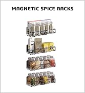 Thipoten Magnetic Spice Rack for Refrigerator, 4 Pack Strong Magnetic Shelf for Spices, Jars, Bot...