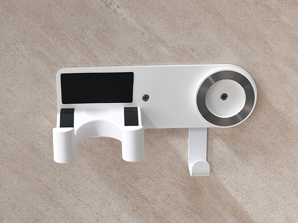 White hair dryer holder