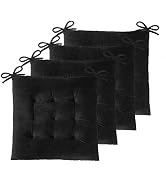 ELFJOY Set of 4 Square Chair Pads Indoor Seat Cushions Pillows with Ties Thick Soft Seat Cushion ...