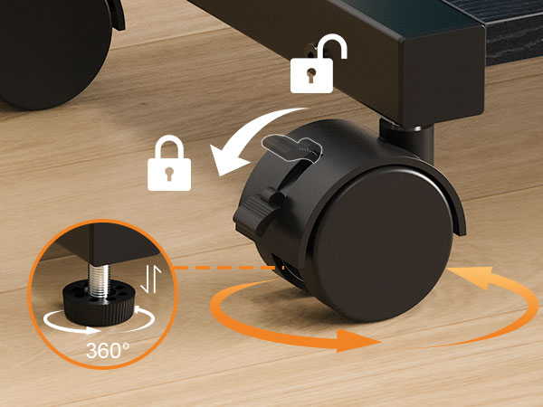 Adjustable PC Tower Stand CPU Holder Cart with Charging Station