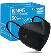 Funight KN95 Face Masks 50 Pack 5-Ply Breathable Filter Disposable Face Masks Black