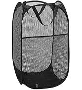 Larpur Popup Mesh Laundry Basket, Collapsible and Portable Clothes Washing Laundry Hamper with Re...