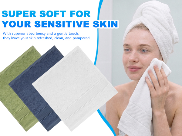 6 Pack 100% Cotton Wash Cloth