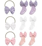 DED 3 Pack Hair Bows Nylon Headband and socks set