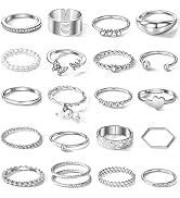 17IF 21 Pcs Gold Vintage Knuckle Rings Set, Boho Crystal Finger Ring Aesthetic Pearl Sparkle Butt...
