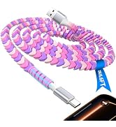 USB C Cable Beaded 2M,Heart Beads Fast Charging Cord for CarPlay,25W 20W 18W 15W USB to Type C Qu...
