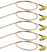 Boobrie 5-Pack SMA Female to U.FL IPX IPEX Right Angle Pigtail Coaxial Cable 12in RG178 Pigtail A...
