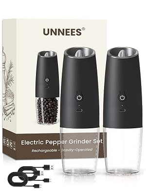 UNNEES Gravity Electric Pepper And Salt Grinder Set