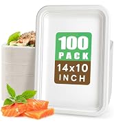 Gezond 100 Pack 14 Inch Disposable Food Trays Eco-friendly Heavy-Duty Large Paper Plates Composta...