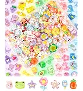 FIVEIZERO 100PCS Cute Slime Charms Bulk Set – Kawaii Flatback Resin Charms for Crafts, Mini Decod...