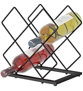 KOKSTOP Countertop Wine Rack, 6 Bottles Wine Storage Capacity, Modern Corner Metal Wine Bottle Ho...