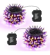 Lomotech Orange Purple Battery Halloween Lights,2 Pack Total 33ft 100 LED | Battery String Lights...