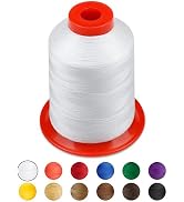 FIVEIZERO Extra Strong Upholstery Thread,White 1000 Meters Bonded Nylon Thread for Denim Leather,...