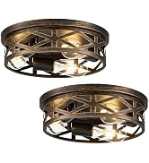 VONLUCE Flush Mount Ceiling Lights, 3-Light Hallway Ceiling Lighting Fixtures, 13 inch Farmhouse ...