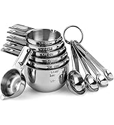 Hudson Essentials Stainless Steel Measuring Cups and Spoons Set - Stackable Set with Spout (11 Pi...
