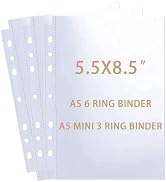 40 Pack 80 Pockets 5.5x8.5” Sheet Protector Sleeves for 6 Ring A5 Binder, A5 Mini 3 Ring Binder, ...