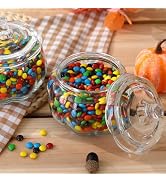 FunouHome Halloween Decorations-2 PCS Glass Pumpkin Jars with Lid-Halloween Candy Storage for Hom...