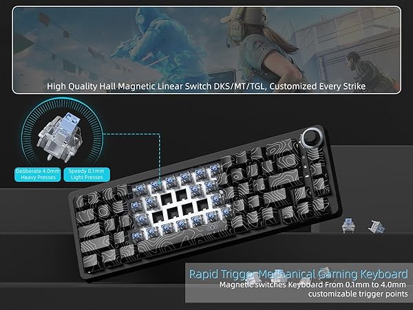 60% Keybord, Rapid Trigger Keyboard 60% Percent, Hall Effect Topographic Gaming Keyboard