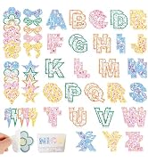 Self-Adhesive Letter Patches for Bags: NICEVINYL 78PCS Multicolor Floral Fabric Varsity Letters S...