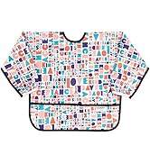 Bumkins Sleeved Bib Baby Bib, Toddler Bib, Smock, Waterproof Fabric, Fits Ages 6-24 Months