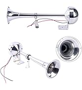 Amarine Made 12v Marine Boat Horn 115db Stainless Steel Single Trumpet Horn for Ship Truck RV Tra...