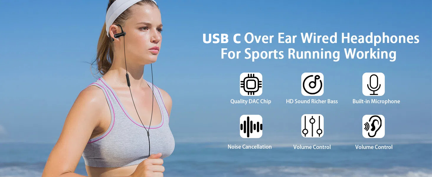 USB C Earbuds Over Ear Headphones