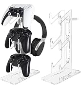 FYY Game Controller Holder 3 Tiers - Universal Dual Stand and Headphone Holder, Acrylic Clear Dis...