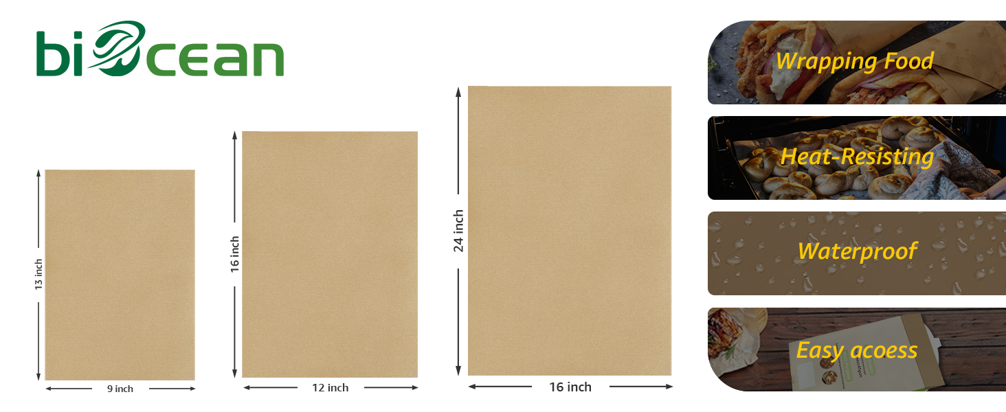 biocean Unbleached Parchment Paper Sheets