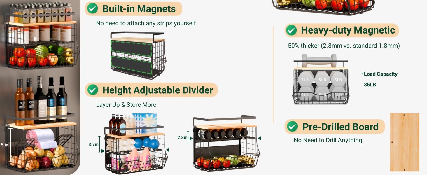magnetic fruit holder for refrigerator, magnetic fruit basket, magnetic shelf for fridge