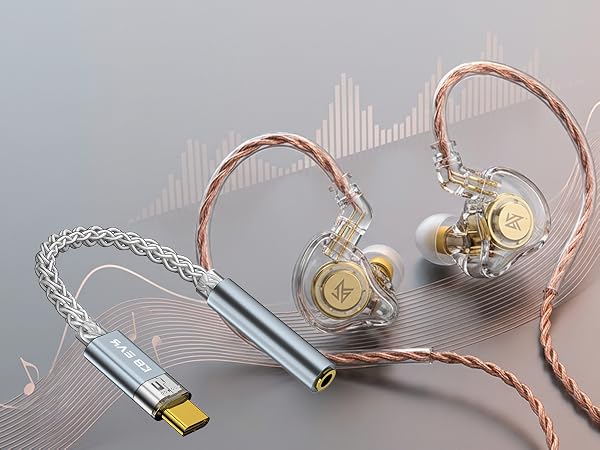 kz edx pro and headphone adapte usb c