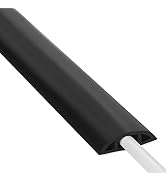 Floor Cable Cover, 4ft, Black Wire Cover for Floor, Prevent Cable Trips & Protect Wires, Floor Co...