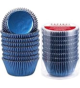 Caperci Navy Blue Foil Cupcake Liners Muffin Paper Standard Size Baking Cups, 150-Pack