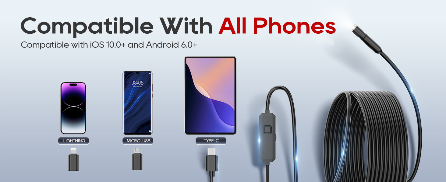 endoscope camera with light