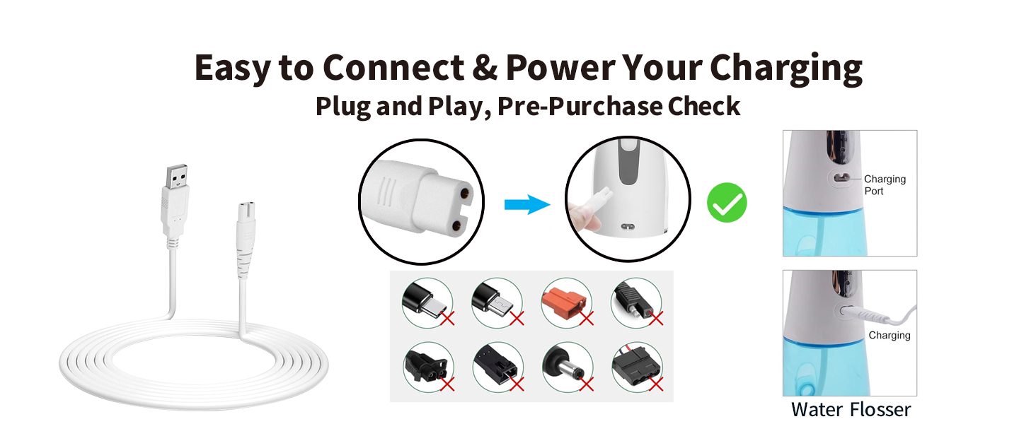USB Charger for Nicwell, Fairywill, Aquasonic, Nicefeel, Oralfree, MOSPRO, Cremax, Tovendor, Hangsun