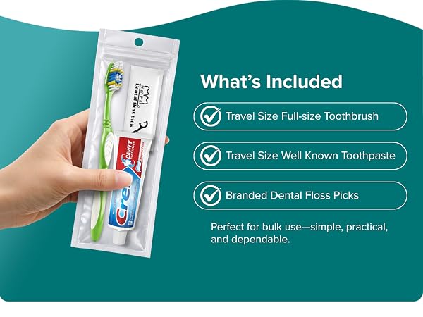 Trektote Toothpaste and Toothbrush Set- 6 Piece Dental Care Kit TSA Compliant