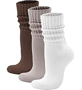 Acomono Scrunch Crew Socks 3 Pack – Retro Slouchy Cotton Calf Socks for Men & Women Cushioned Sol...