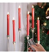 Girimax Red Dripping Wax Flameless Taper Candles with Remote, Flickering Battery Operated LED Can...