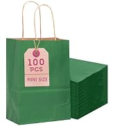 Bakepacker 100 Pcs Deep Green Mini Paper Gift Bags with Handles 6
