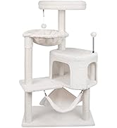 YUNIQUE Newest Cat Tree with Cat Condo and Big Hammock, Beige