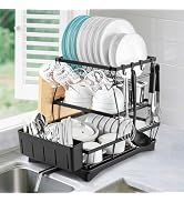 Dish Drying Rack for Kitchen Counter - 3 Tiers Stainless Steel Over Sink Dish Drainers, Space Sav...