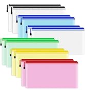 Smarpau Zipper Pencil Pouch, 12 Pack Plastic Zip File Bags Small Zipper Bags for Cosmetics, Bills...