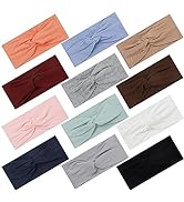 12 Pcs Stretchy Headbands for Women, Absorbed Sport Headband Soft Twist Headbands for Daily Life ...